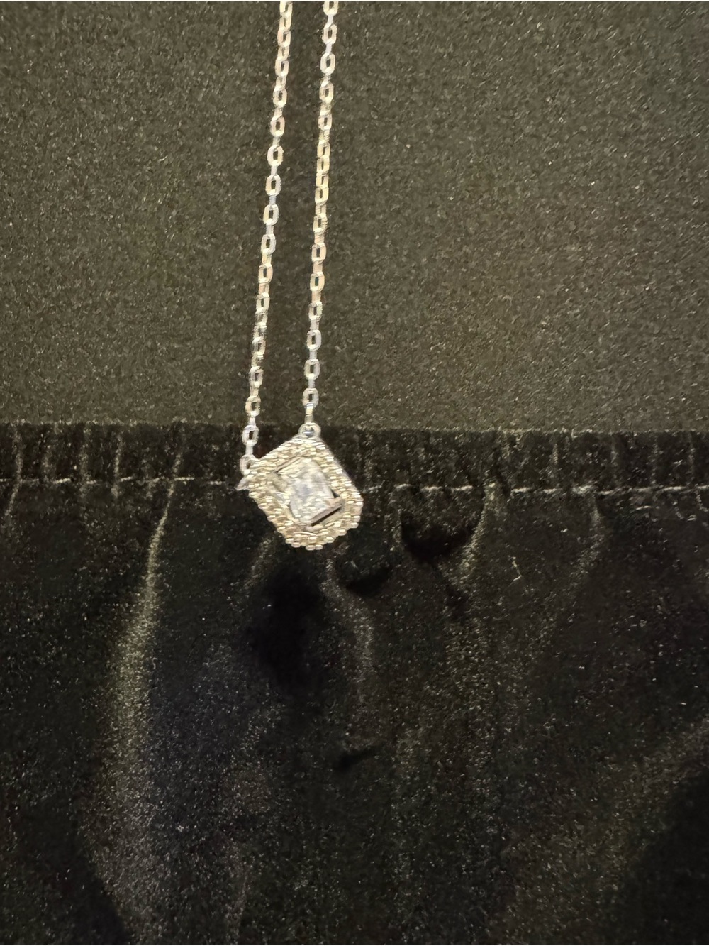 Swarovski Silver-Tone Square Halo Pendant Necklace
